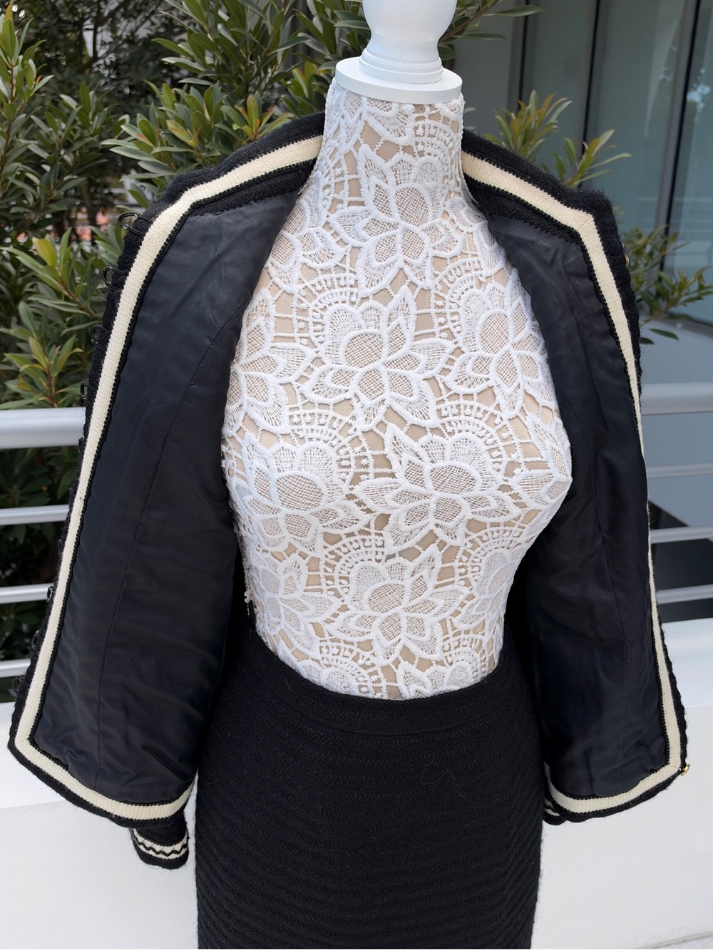 Vintage CHANEL Boutique Black Tweed Jacket & Maxi Skirt Suit Set Gold CC Buttons - Picture 8 of 14